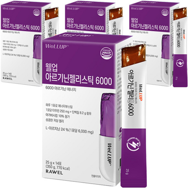 웰업 아르기닌 젤리스틱 6000, 350g, 4개