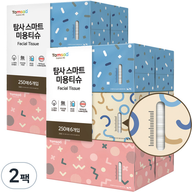 탐사 미용티슈 독일더마테스트 엑설런트등급, 250매입, 12개