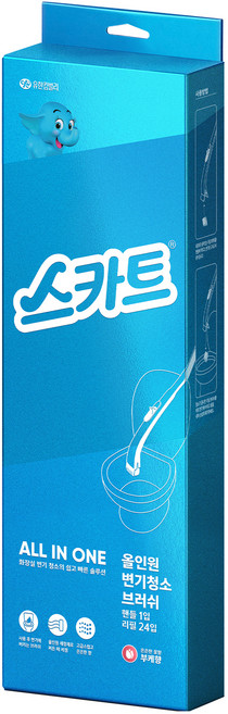 스카트 올인원 변기 청소 브러쉬 핸들 + 리필 24p 세트, 부케, 1세트