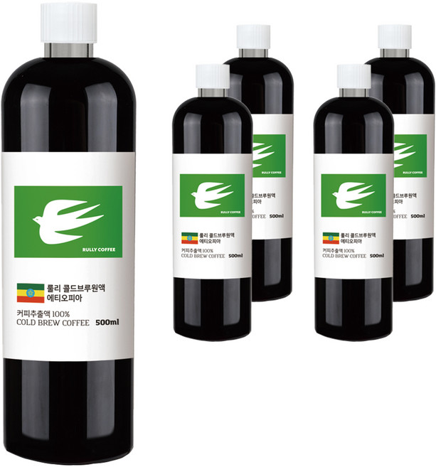 룰리커피 콜드브루 커피 원액 에티오피아, 500ml, 1개입, 5개