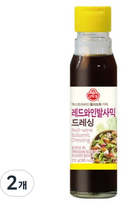 오뚜기 레드와인 발사믹 드레싱, 215g, 2개