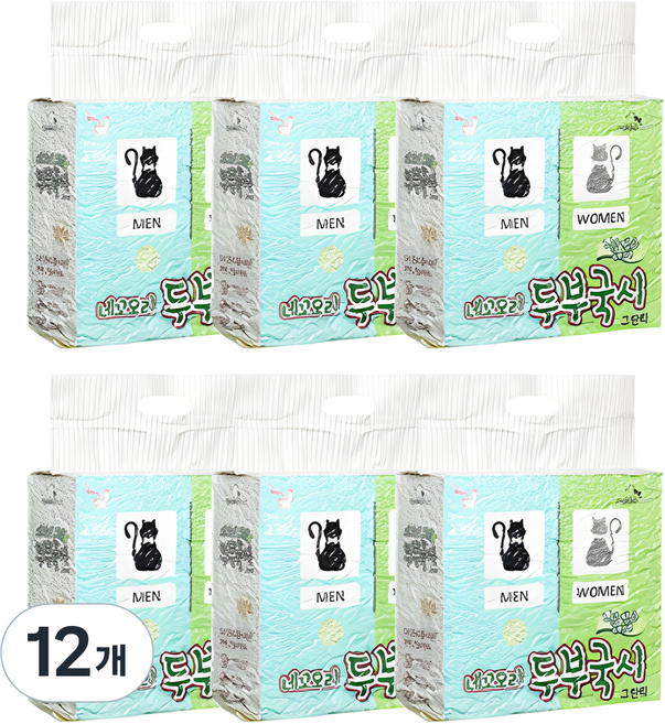 네꼬모리 두부국시 나노입자 고양이 모래, 2.8kg, 12개, 그린티