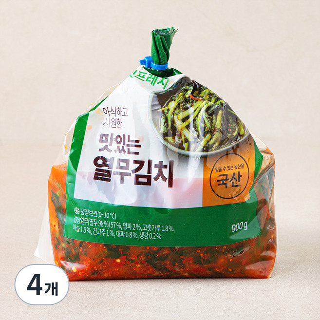 맛있는 열무김치, 900g, 4개