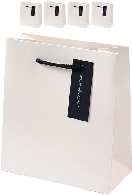포포팬시 프리미엄 펄 디자인 메르시 무지 선물 쇼핑백, 아이보리, 5개