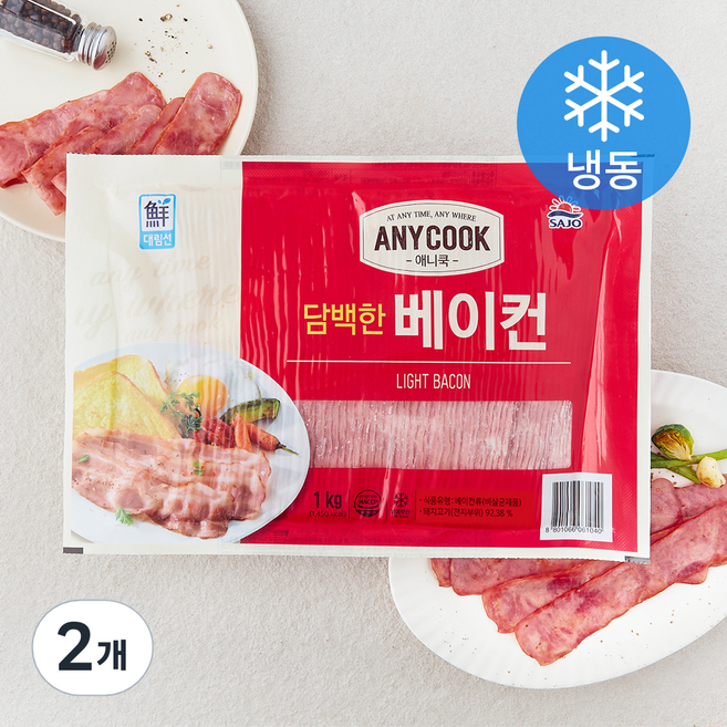대림선 애니쿡 담백한 베이컨 (냉동), 1kg, 2개