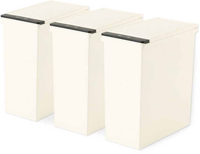 리빙스마일 분리수거함 팝업형 3p + 스티커, 아이보리, 1세트