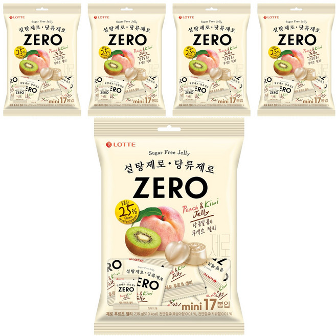 롯데제로 후르츠 젤리 미니 17개입, 238g, 5개