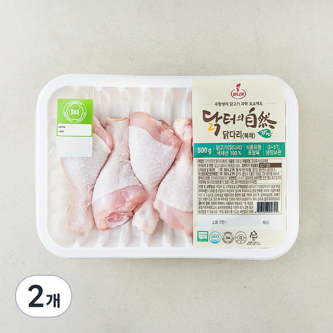 마니커 닭터의자연 무항생제 인증 1등급 닭다리 북채 (냉장), 500g, 2개