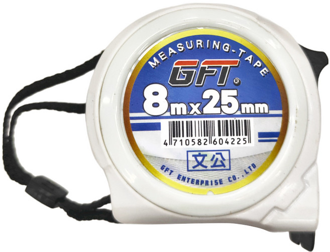 GFT 金富泰五金 捲尺 鐵心 附檔 8mx25mm, 1個