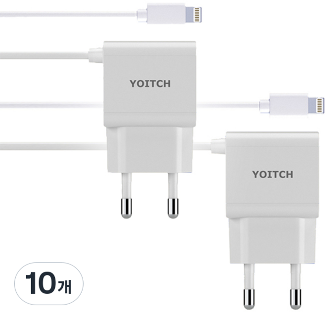 요이치 로이 8핀 케이블일체형 충전기 RY-05015528SC, 화이트, 10개