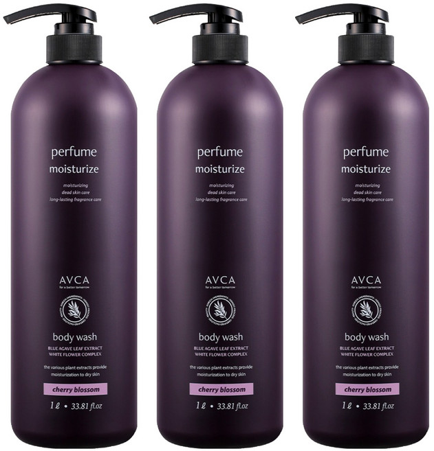 아브카 퍼퓸 바디워시 체리블라썸, 1L, 3개