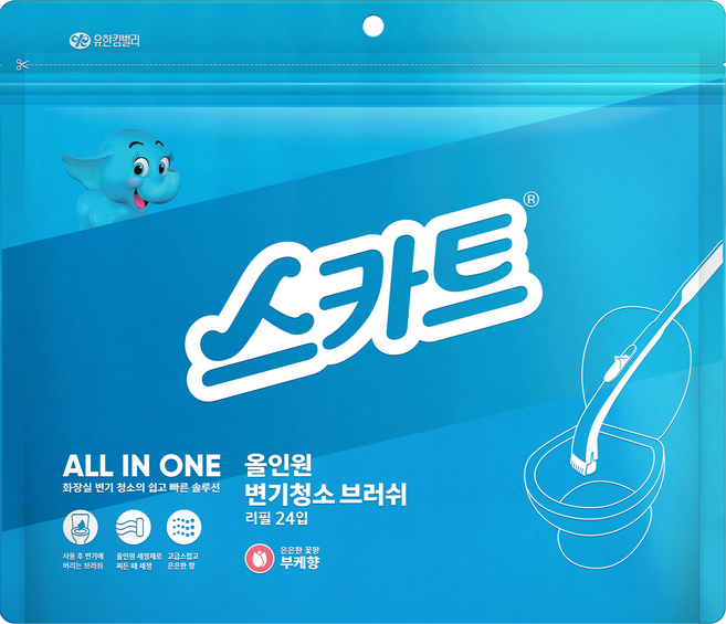 스카트 올인원 변기 청소 브러쉬 리필 24입, 부케, 1개