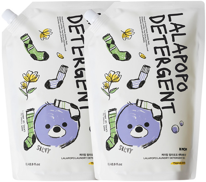 케이맘 랄라포포 유아용 세탁세제 목련향 리필, 2개, 1.3L