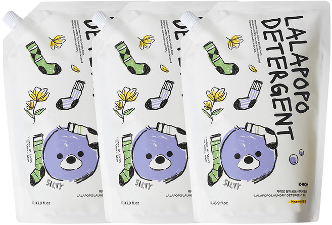 케이맘 랄라포포 유아용 세탁세제 목련향 리필, 3개, 1.3L