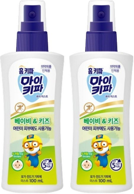 홈키파 마이키파 베이비 앤 키즈 퓨어미스트 해충기피스프레이, 100ml, 2개