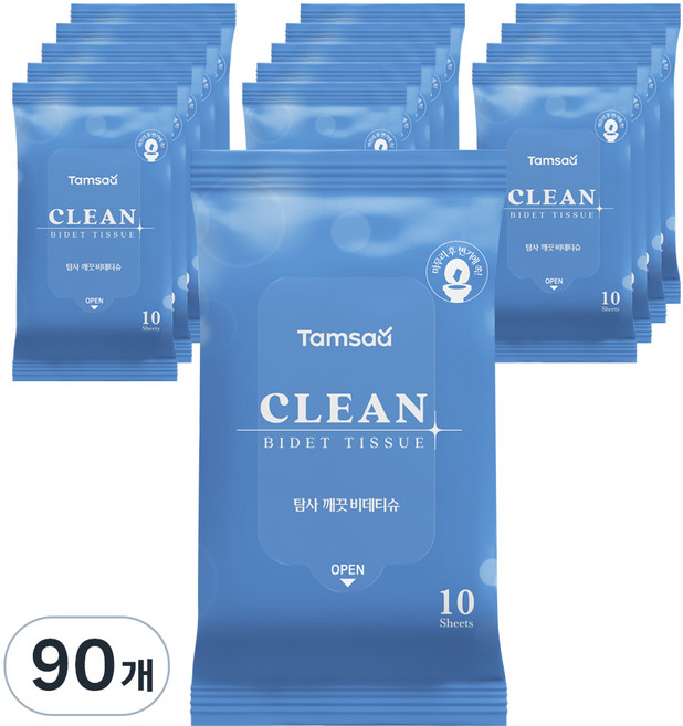 탐사 깨끗 비데티슈 여행용 휴대형, 10매, 90개