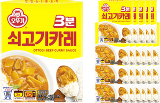 오뚜기 3분 쇠고기카레, 200g, 24개