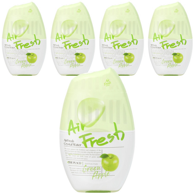 에어후레쉬 크리스탈워터 실내용 대용량 방향제 본품, 400ml, 5개, 그린애플향