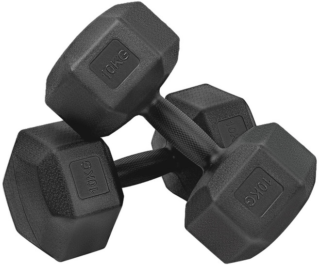 코멧 스포츠 고중량 육각 덤벨 아령 블랙, 10kg, 2개