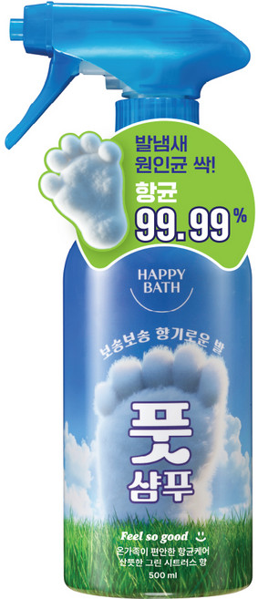 해피바스 필쏘굿 보송보송 항균 케어 풋샴푸 그린 시트러스향, 1개입, 1개, 500ml