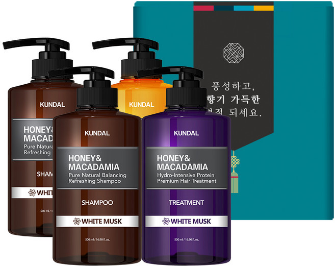 쿤달 헤어바디 4구 명절선물세트 A 화이트머스크향, 1세트