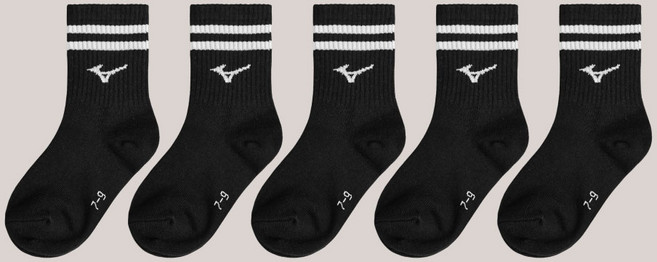 Mizuno 美津濃 兒童條紋中筒襪5雙
