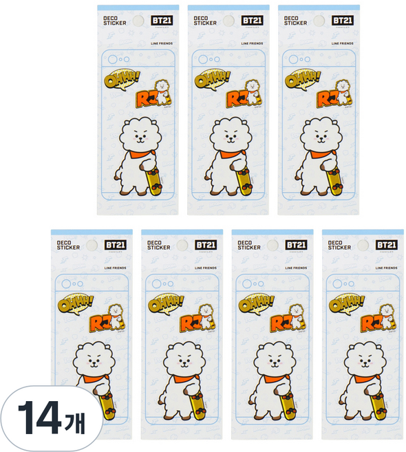 STUDIO EIGHT LINE FRIENDS BT21 手機裝飾貼紙 第2彈, RJ, 14個