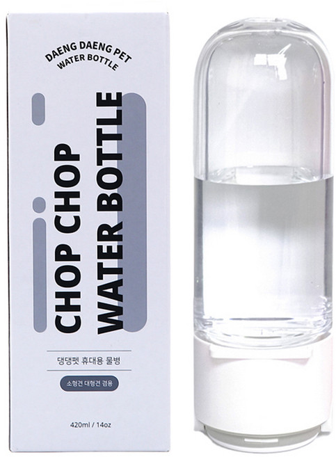 댕댕펫 반려동물 휴대용 접이식 버튼 물병, 화이트, 1개