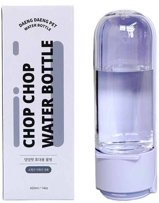 댕댕펫 반려동물 휴대용 접이식 버튼 물병, 퍼플, 1개