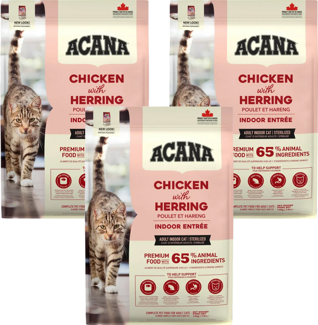 ACANA 愛肯拿 室內開胃貓糧, 放養雞肉 + 鯡魚 + 蔓越莓, 340g, 3包