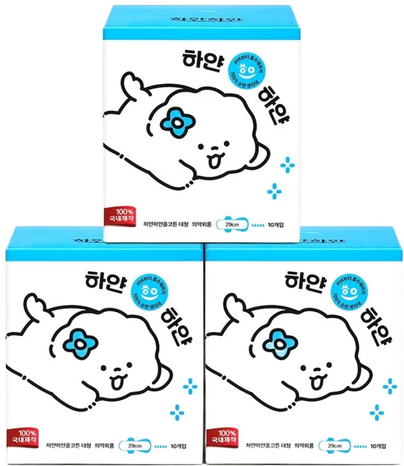 하얀하얀 유기농 순면 올코튼 생리대, 대형, 10개입, 3개 - 쿠팡