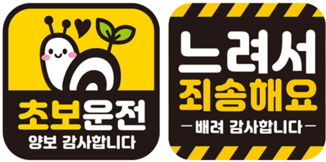 제제데코 칼라 고휘도 반사 자석 차량용 스티커 초보 정사각 G140 2종 세트, GC019 + GC064, 1세트