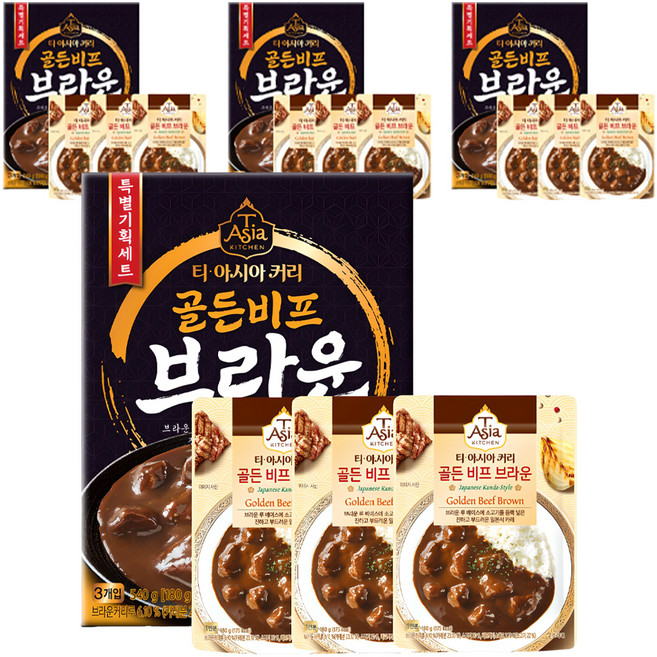 티아시아키친 골든 비프 브라운 커리 3p, 540g, 4개