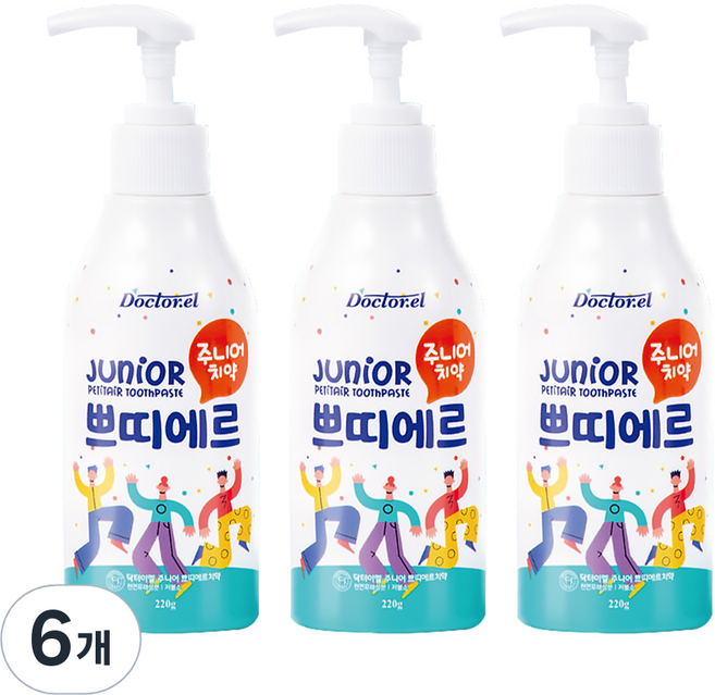 닥터이엘 유아용 쁘띠에르 펌핑 치약, 220g, 6개