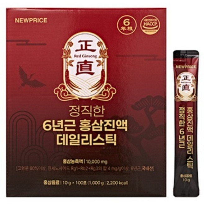 뉴프라이스 정직한 6년근 홍삼진액 데일리스틱, 100회분, 1개