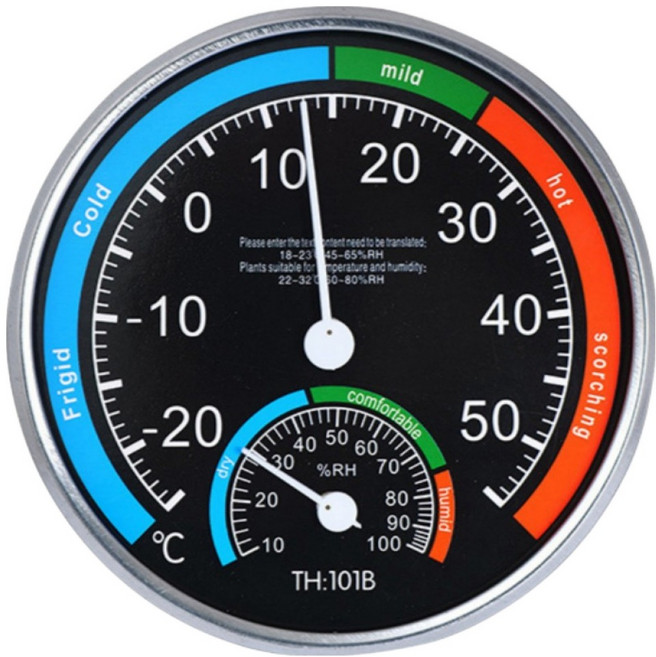 온트리 가정용 건식 습식 고정밀 온도계, 블랙, 1개