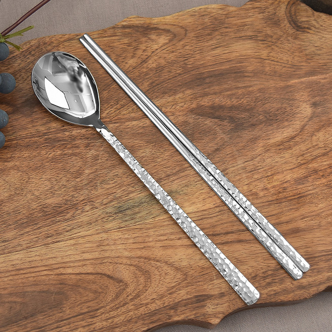 윌리브 국산 316L 써지컬스틸 고급 수저세트 마므레, 실버, 숟가락(1P) + 젓가락 (1P), 1세트
