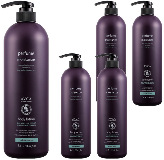 아브카 퍼퓸 대용량 바디로션 화이트머스크향, 5개, 1L