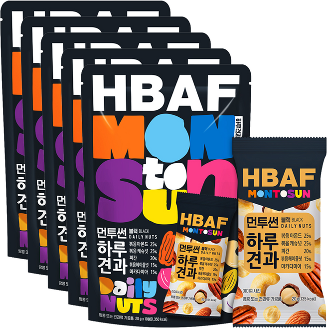 바프 먼투썬 하루견과 블랙, 200g, 5개