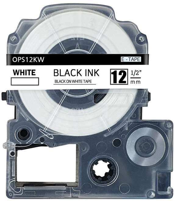 오피스토어 엡손 호환 라벨테이프, 흰색바탕 검정글자, 12mm