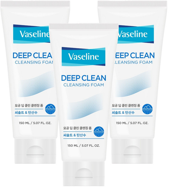애경바세린 딥클린 클렌징 폼, 3개, 150ml