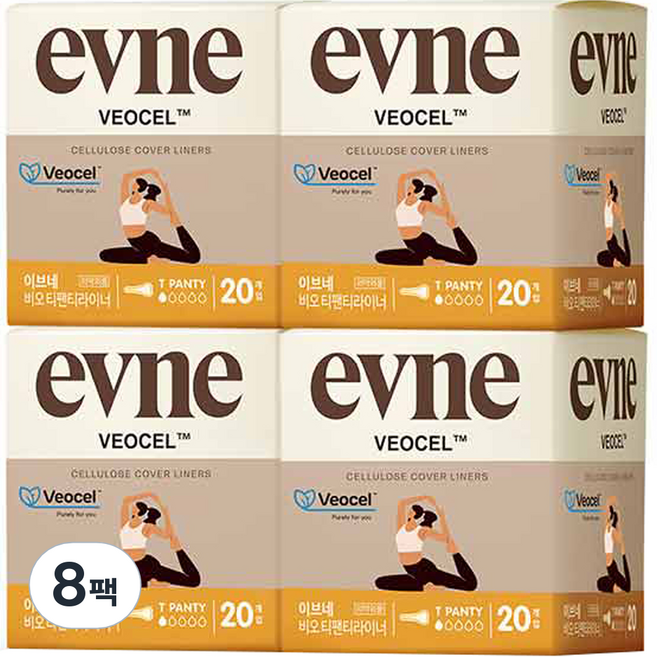 이브네 비오 티 팬티라이너, 일반, 20개입, 8개