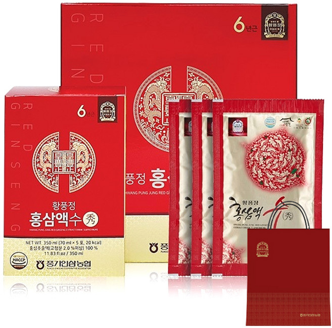 황풍정 6년근 홍삼액 수 + 쇼핑백, 2.1L, 1박스