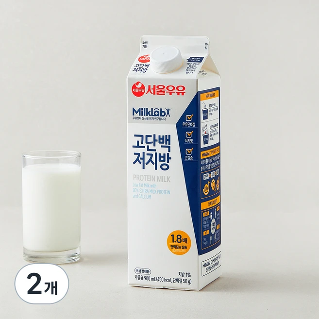 서울우유 밀크랩 고단백 저지방우유, 900ml, 2개 - 쿠팡