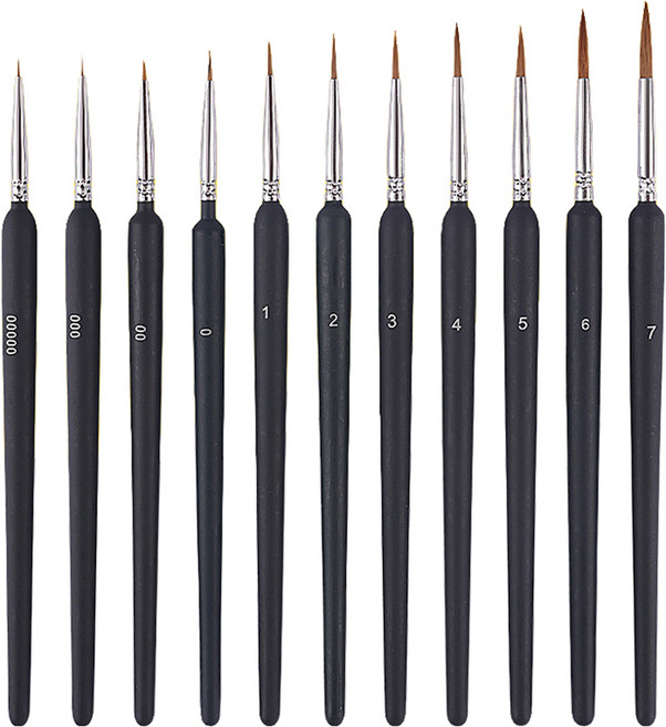 다용도 미술 라인 세필붓 11종, 1세트