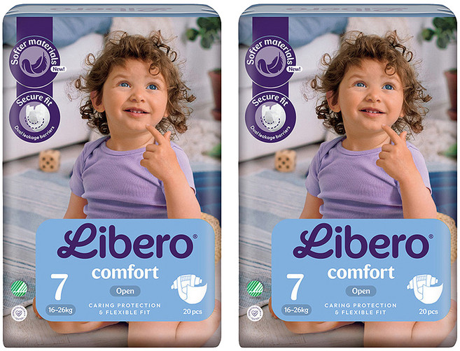 Libero 麗貝樂 嬰兒紙尿褲 Comfort 7號 16-26kg, 40片, 第7階段