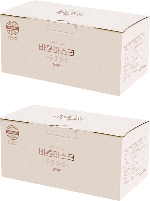 Goreugo Bareun 成人大型口罩 白色, 50片, 2盒