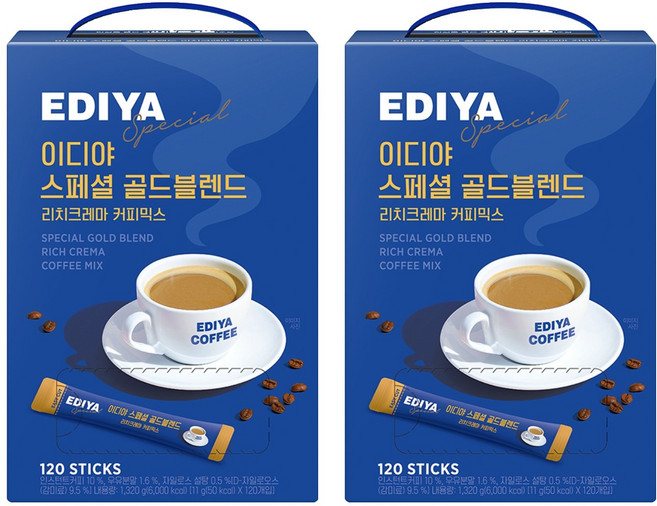 EDIYA COFFEE 特級黃金綜合即溶咖啡, 11g, 120入, 2個