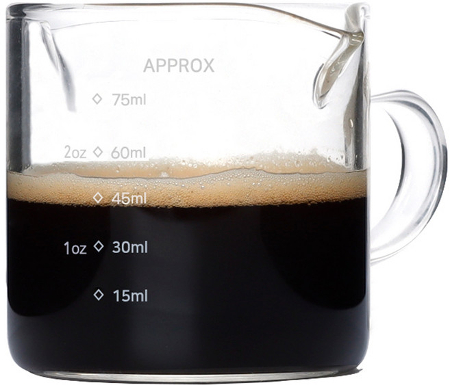 칼딘 내열유리 더블 푸어링 와이드 핸들 샷잔 80ml, 투명, 1개