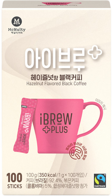 아이브루 플러스 공정무역 헤이즐넛 블랙커피, 1g, 100개입, 1개